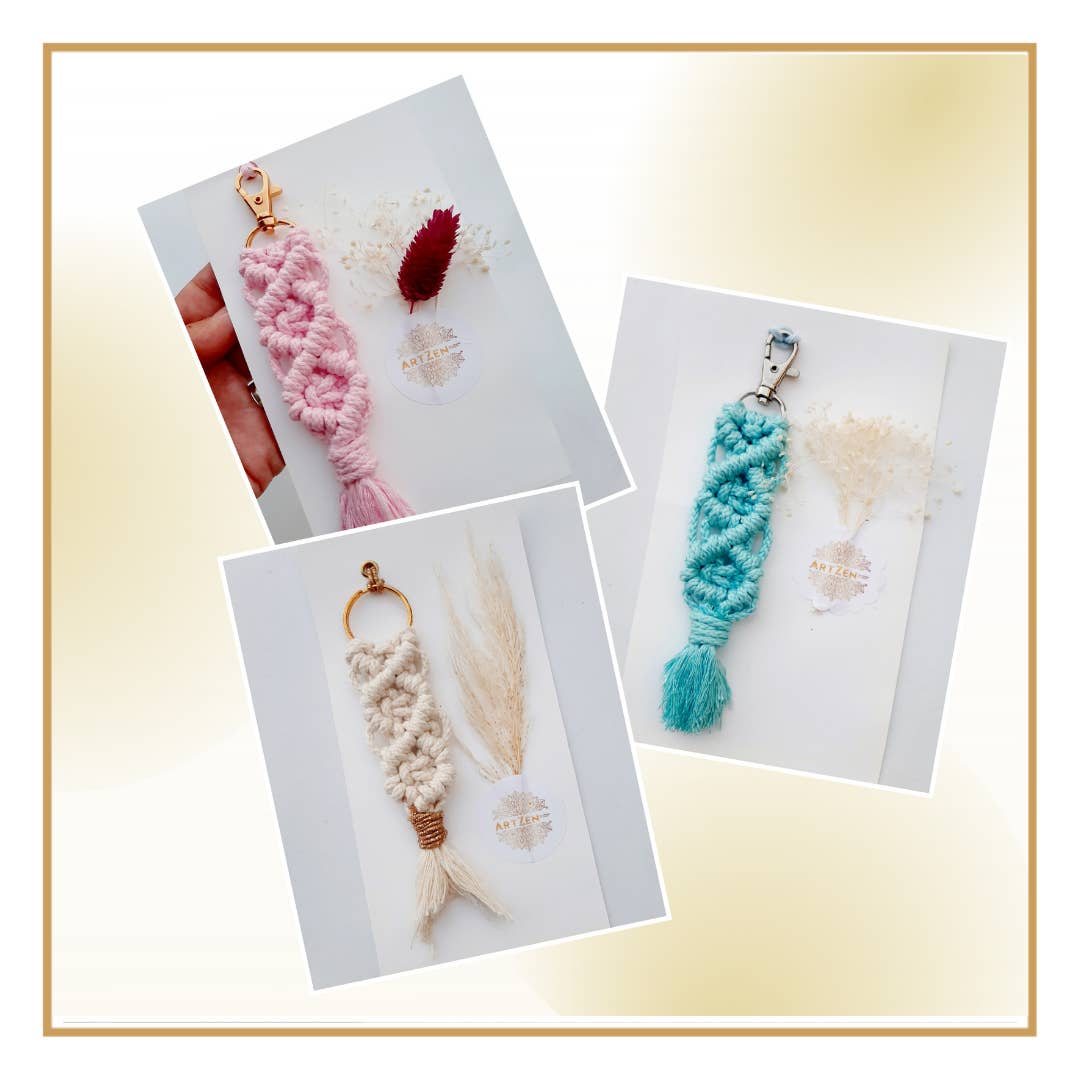 ArtZen – Großhandel Schlüsselanhänger – Damen – Macramé-Schlüsselanhänger mit Karabiner