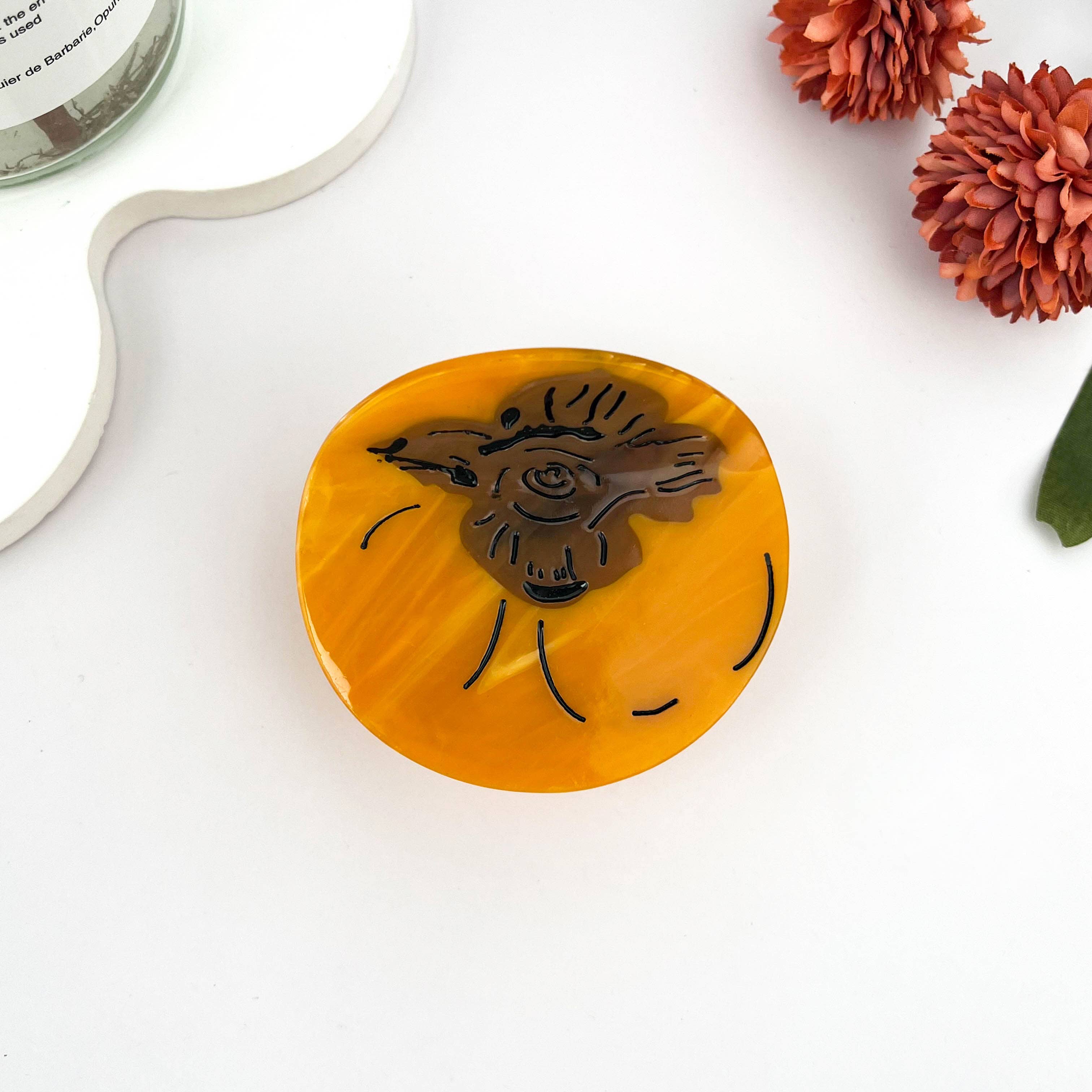 Orange Lucky Persimmon Fruit Acetate Hair Claw Clip for wholesale on Faire0