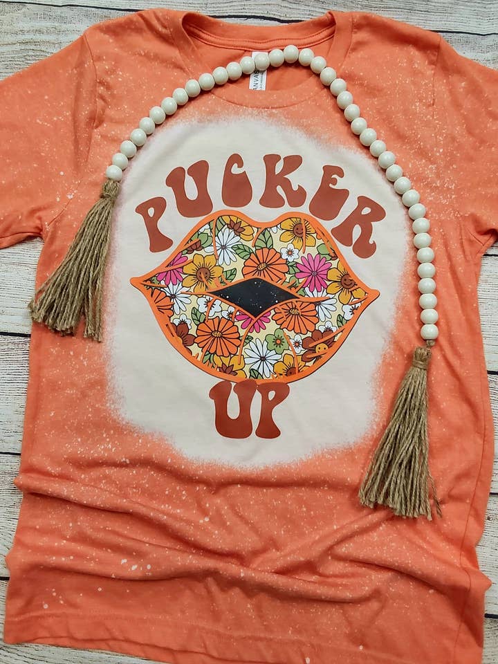 Camiseta pucker Up Bleached para venta al por mayor de Wanderlust Designs Wholesale