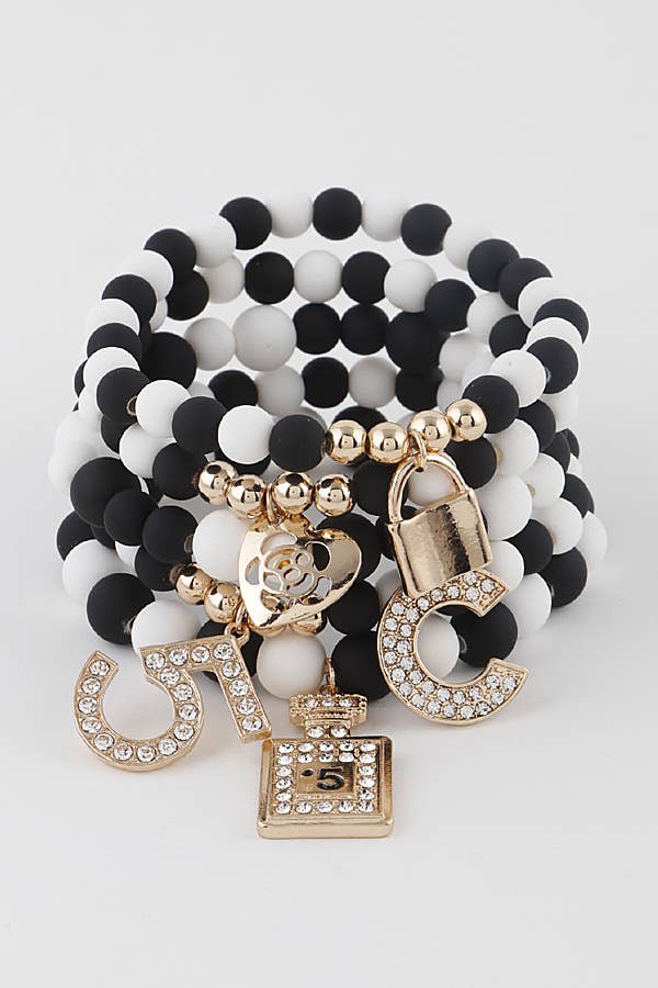 anbfashion - Wholesale Charm/Dangle Bracelet - Multiple Charm Beads Stretchable Bracelet 1239-13