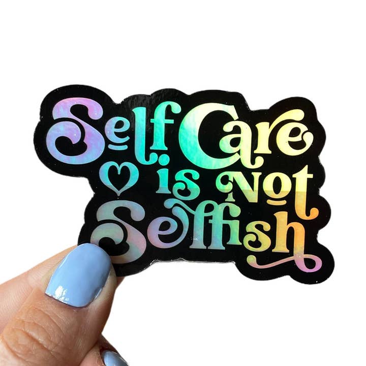 Self Care Holographic Sticker Pack | Holo Water Bottle Stickers Bundle | Waterproof Stickers Pack | Bumper Stickers | Mindfulness Sticker for wholesale by WritingLoveShop