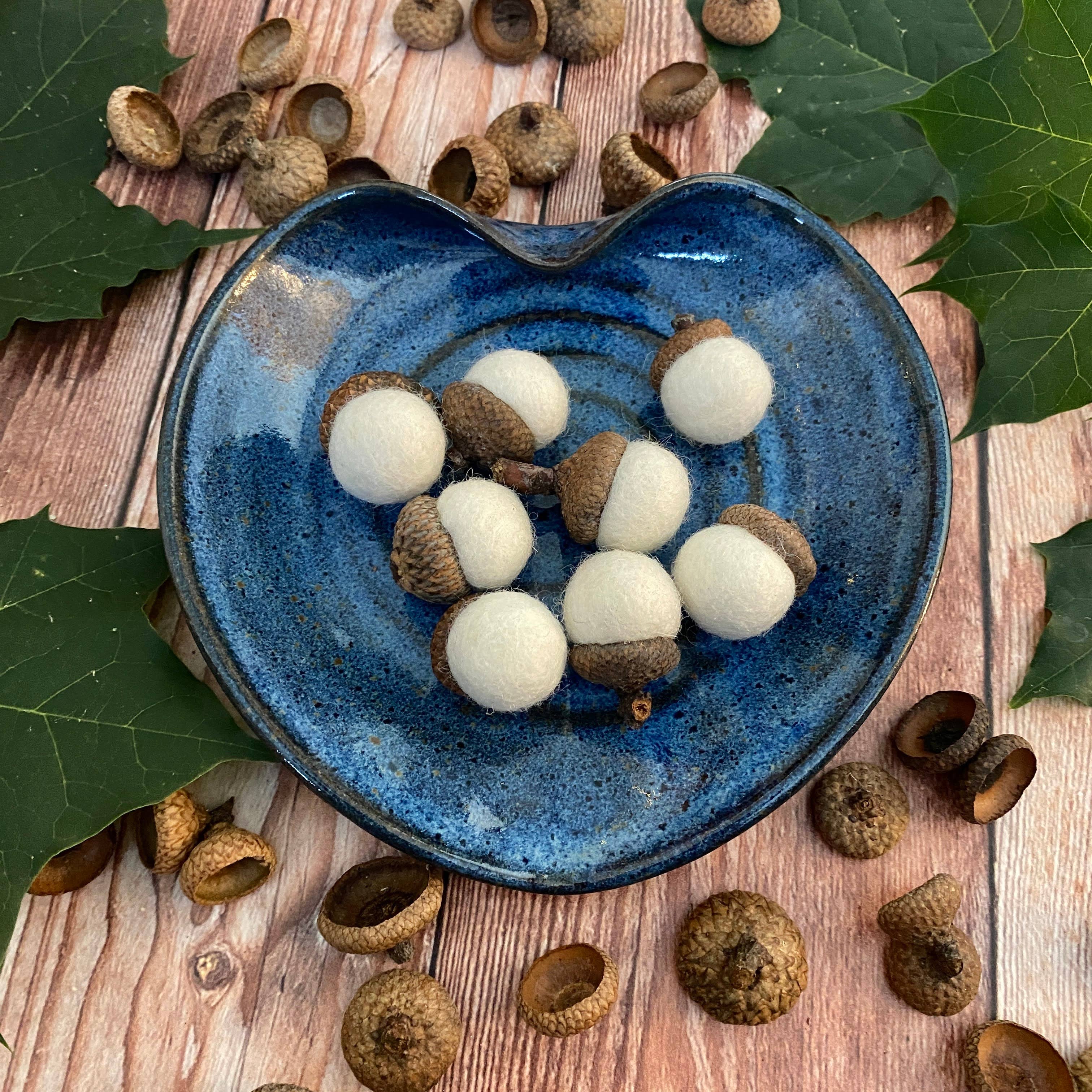 Oakwind Hollow - Wholesale Decorative Tabletop Object - Felt Wool Acorns Fresh Cream - Regular Size6