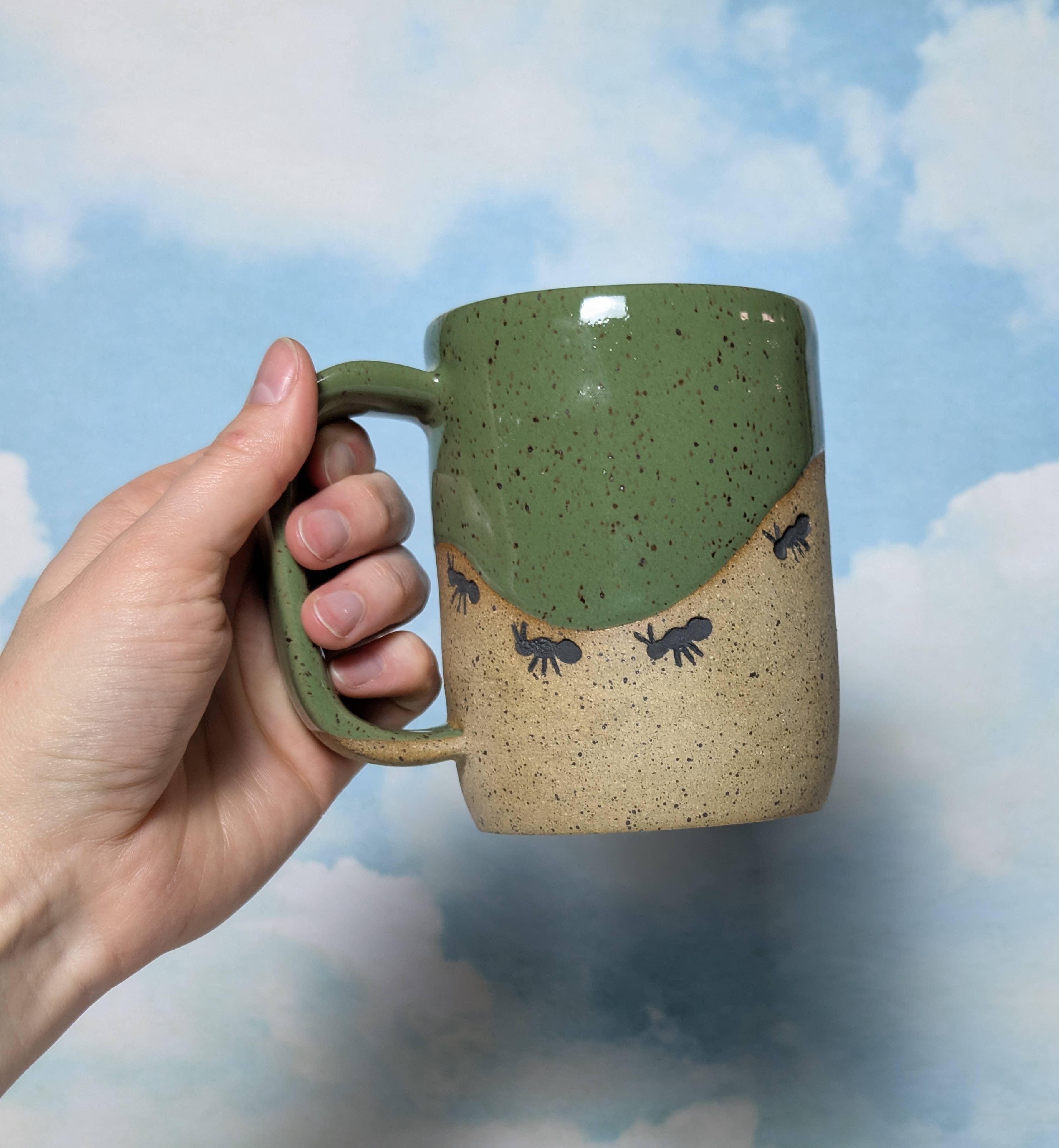 Osso Ceramics - Wholesale Coffee Mug - Ant Stamped Ceramic Mug, Ants on a Hill Mug3