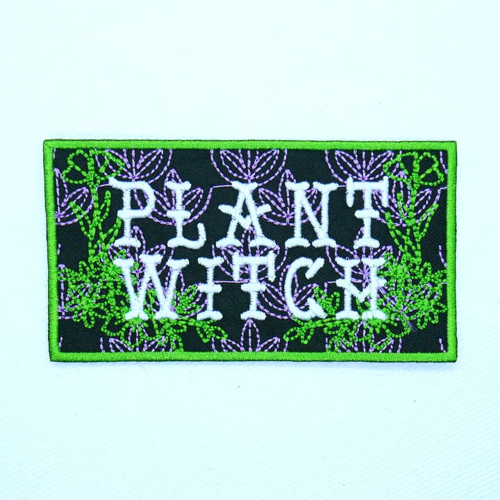 Plant Witch Name Tag Iron On Patch for wholesale by Junkyard Witch