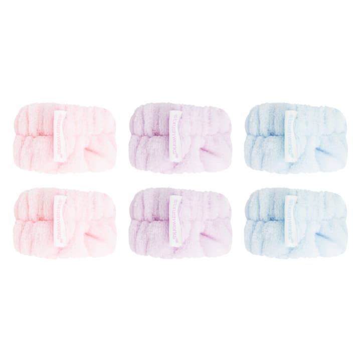 Soinvogue - Wholesale Wristband - Brushworks Pastel Microfibre Wrist Wash Bands - 3 Pairs
