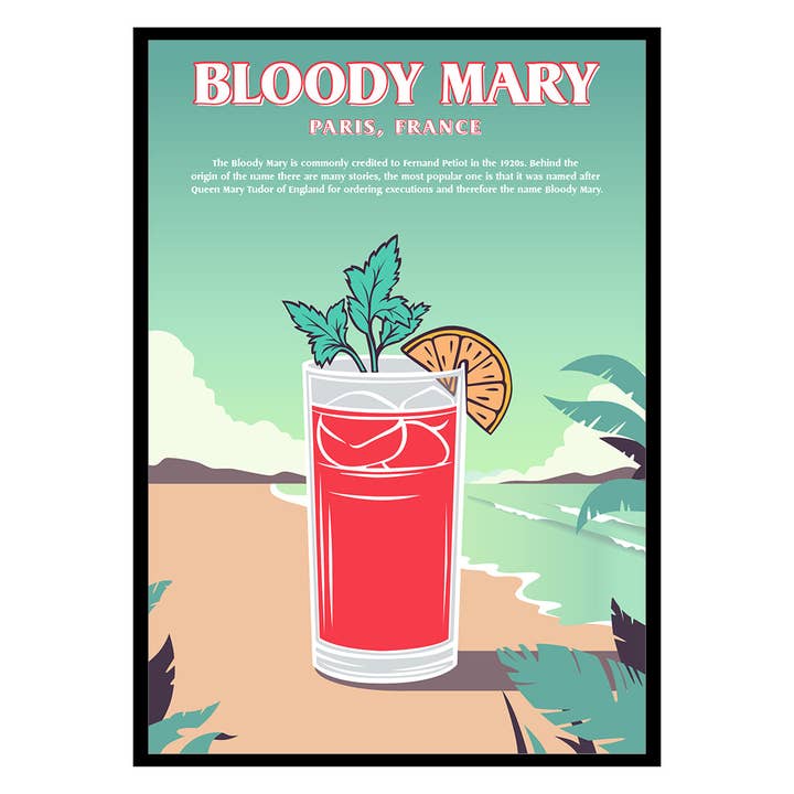 Affiche du cocktail Bloody Mary pour la vente par Places of Art
