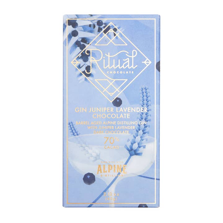 Gin Juniper Lavender for wholesale by Ritual Chocolate