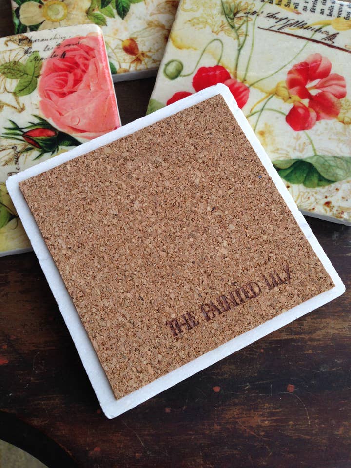 The Painted Lily - Wholesale Coasters - Grace's Garden stone coasters - case of 4 coasters3