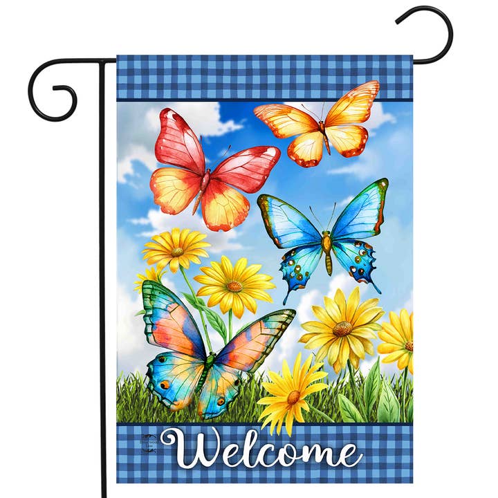 Butterfly Garden Welcome Garden Flag for wholesale by Briarwood Lane