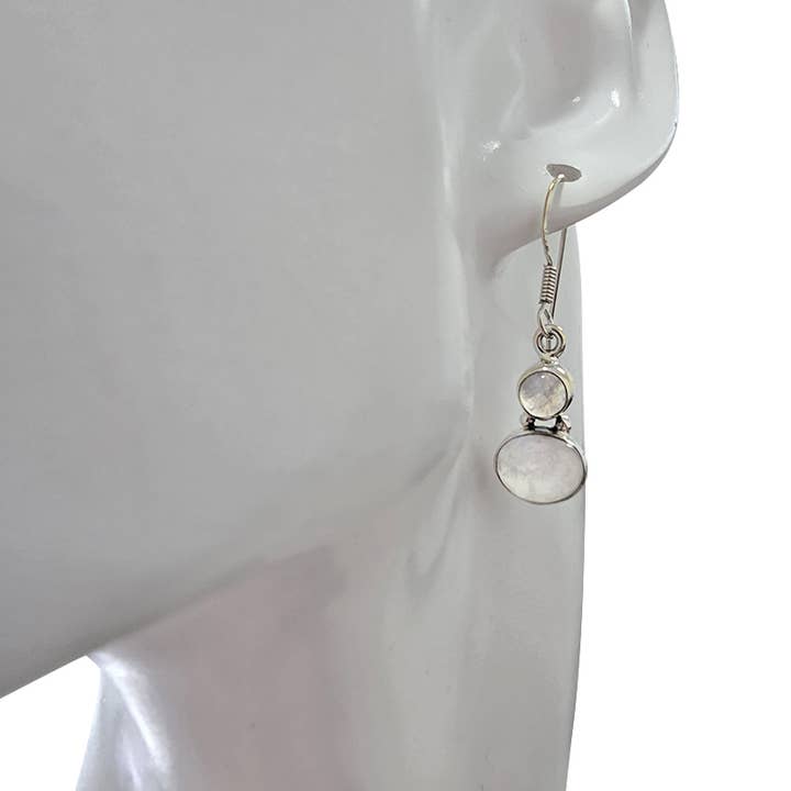 Amberman - Wholesale Dangle Earrings - Moonstone Sterling Silver Earrings On Hooks1