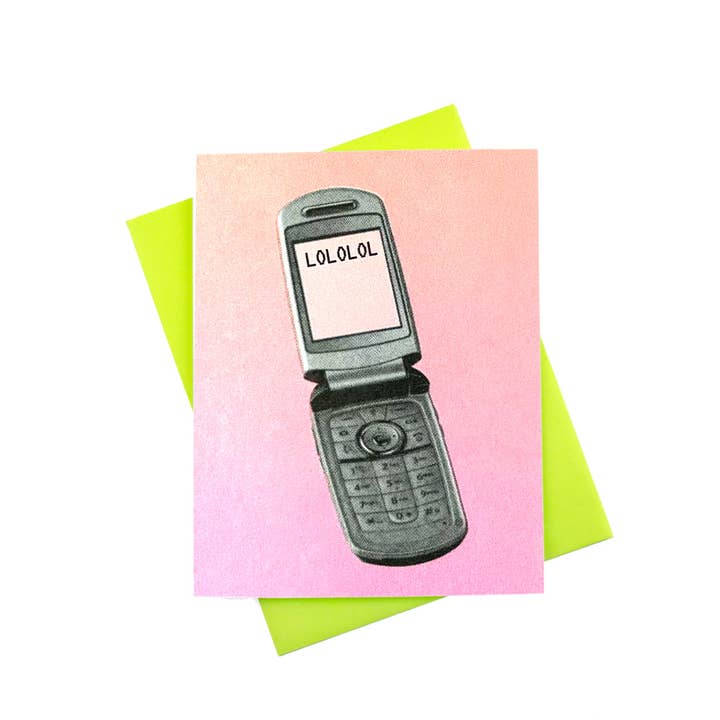 "LOL" Flip Phone Txt - Cartão Risograph por atacado de Next Chapter Studio
