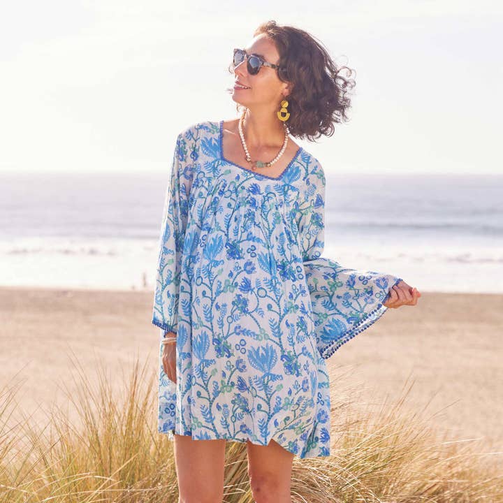 rockflowerpaper - Wholesale Dress - Women's - GEMMA OCEAN Dress with Bell Sleeve
