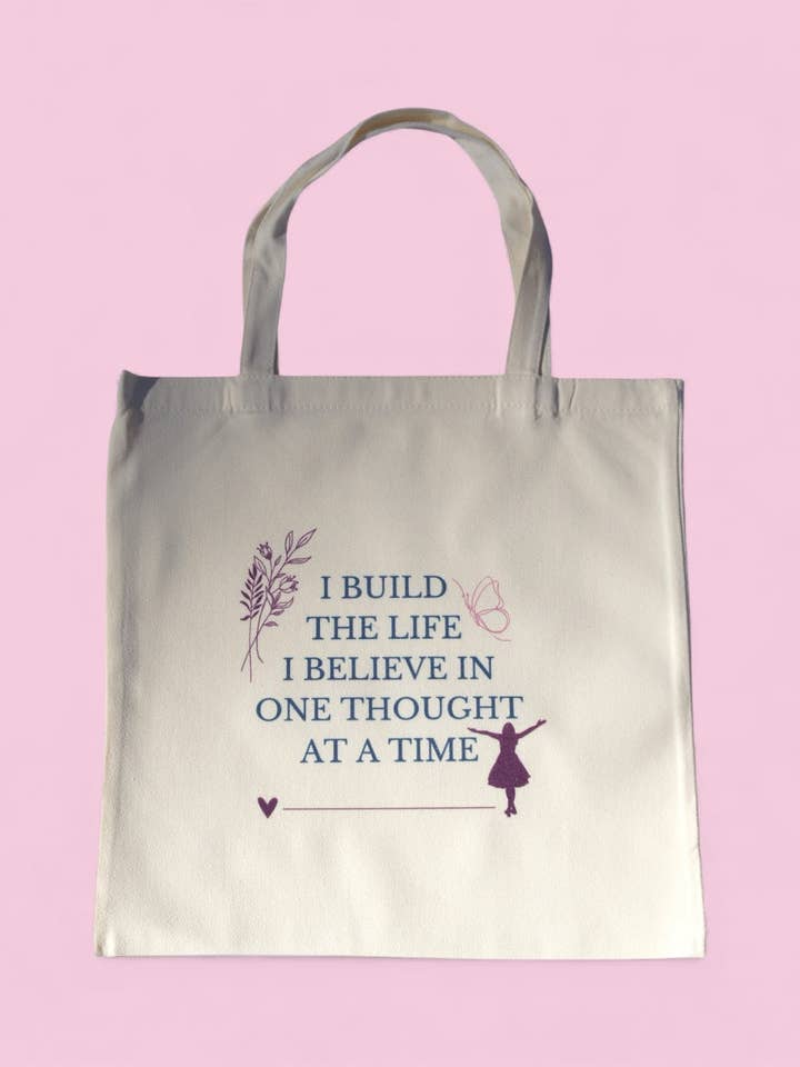 I Build the Life I Believe In Mindset Tote Bag for wholesale by Belivra LLC