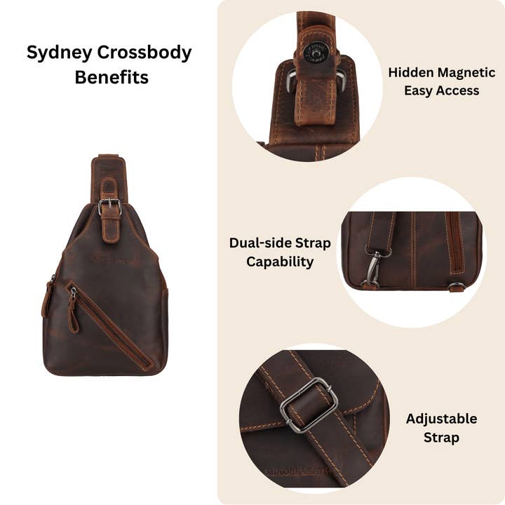 Minori Leather - Wholesale Crossbody Bag - Women's - Sydney Crossbody Brown9