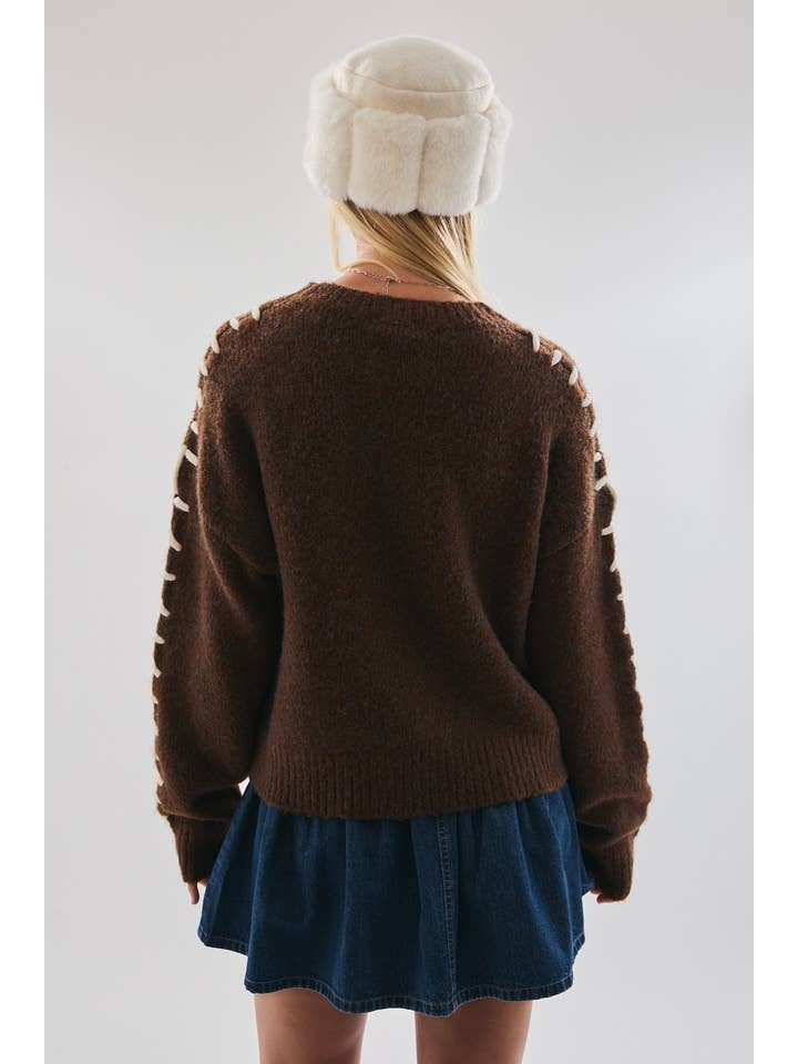 LE LIS - Wholesale Knit Sweater - Women's - STITCH DETAIL SWEATER TOP32