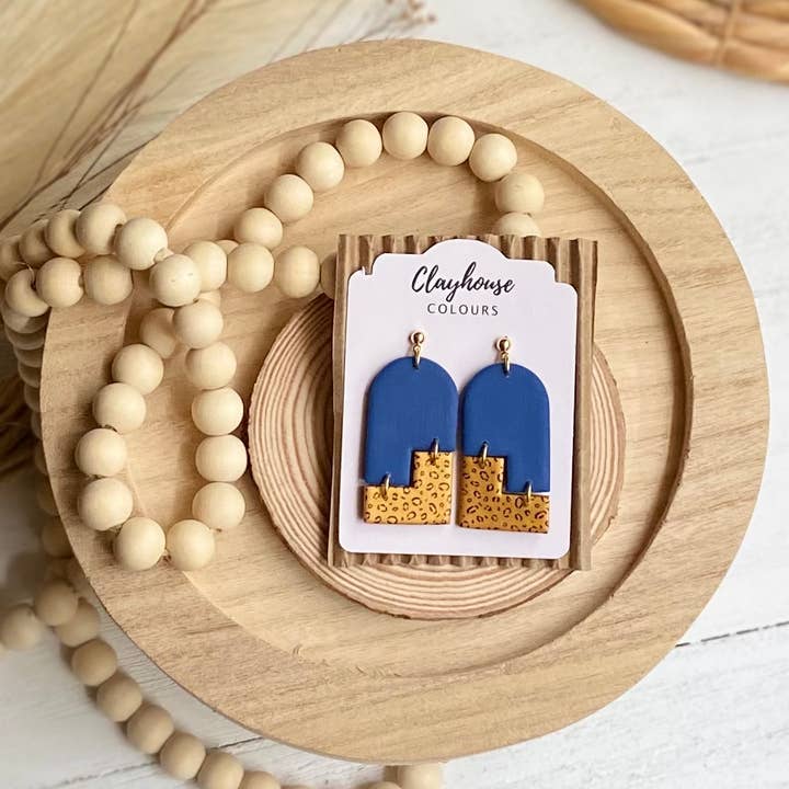 Clayhouse Colours - Wholesale Dangle Earrings - Navy & Gold Clay Earrings5