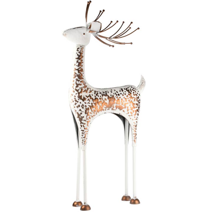 Deko-Rentier auf Fuß, weiß/gold, Metall, 43x15x97cm für den Großhandel von Dekoratief