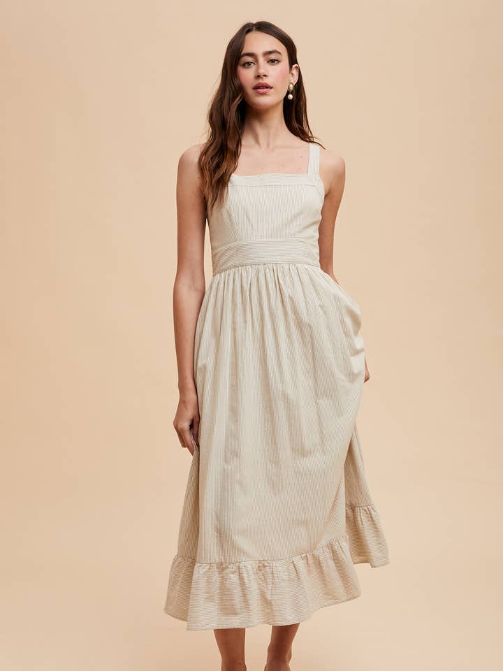 STRIPED COTTON APRON DRESS for wholesale by In Loom