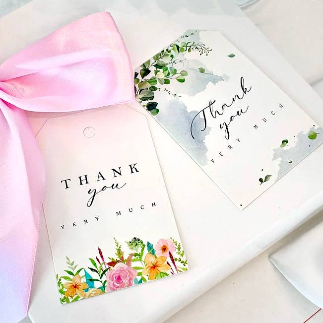 ByHome - Wholesale Gift Tag - 50pcs, 3.35 x2.17" Rose flower green leaves THANK YOU tag5