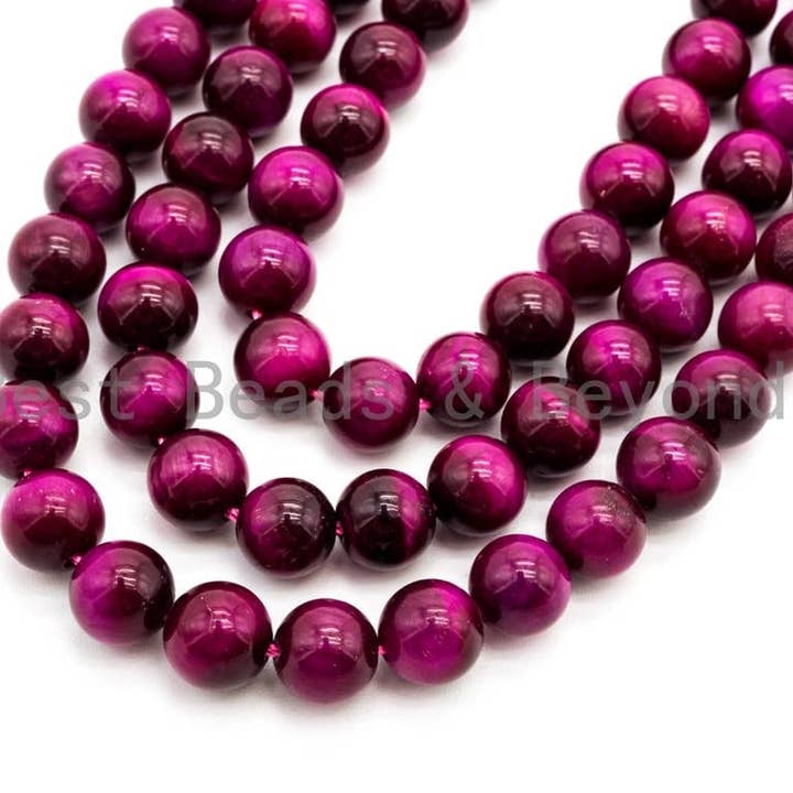 BestBeads&Beyond - Wholesale Beads - High Quality Natural Fuchsia Tiger Eye Round Beads,4mm/6mm/8mm/10mm/12mm/14mm Round, Fuchsia Tiger Eye, 15.5'' Full strand, SKU#U65