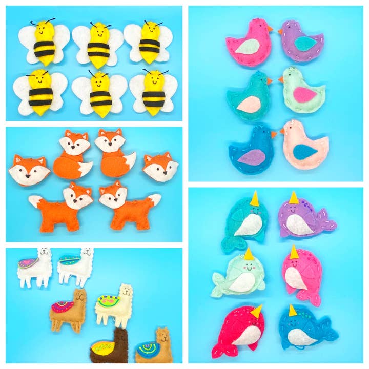 Ensemble de mini ornements en feutre fait main pour la vente par Felterrific