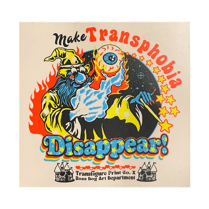 Make Transphobia Disappear Sticker for wholesale by Transfigure Print Co.
