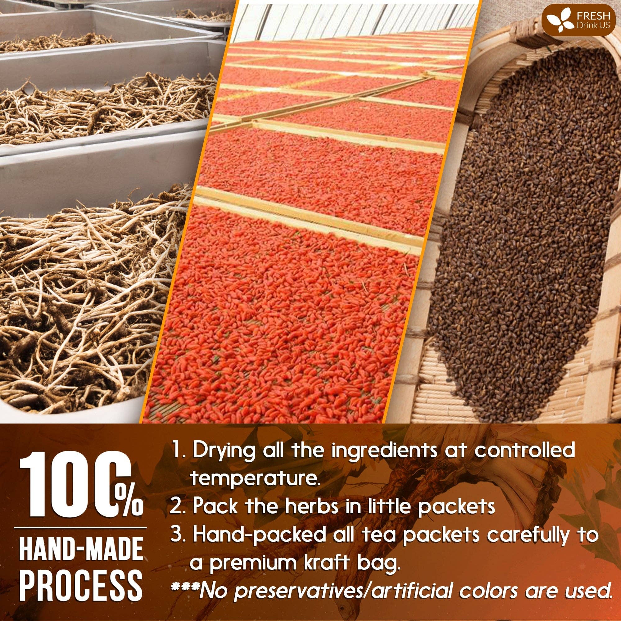 Naomi's Happy Place Shop – wholesale Health/detox tea – Dandelion Wolfberry Tea, 7 Herbal Ingredients6