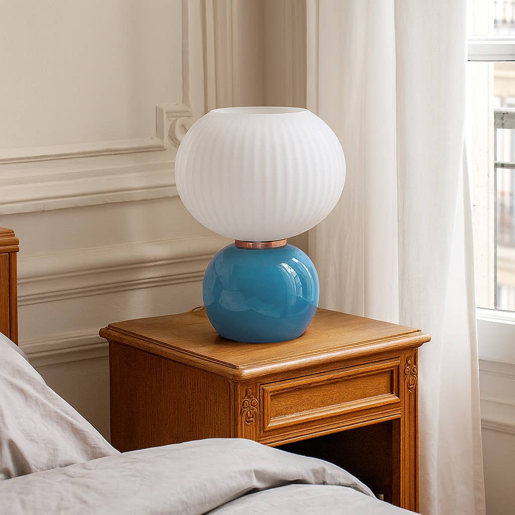 Opjet Paris - Wholesale Booklight - Adonis frosted blue lamp pm D20 H28cm1