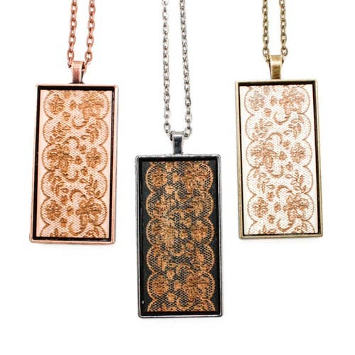 Pingente de camafeu grande - fita de padrão de renda por atacado de Once Again Sam