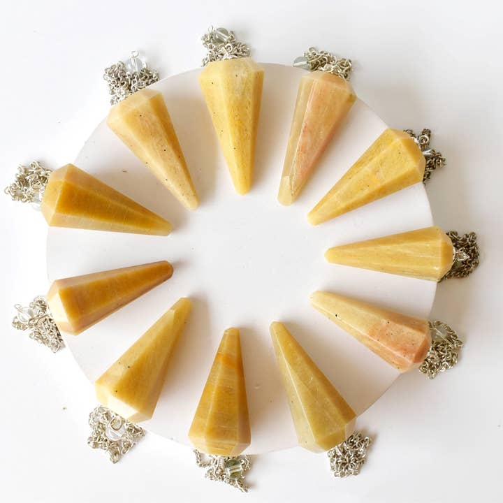 Lot of 20Pcs Yellow Aventurine Faceted Crystal Pendulum for wholesale by Soothing Crystals