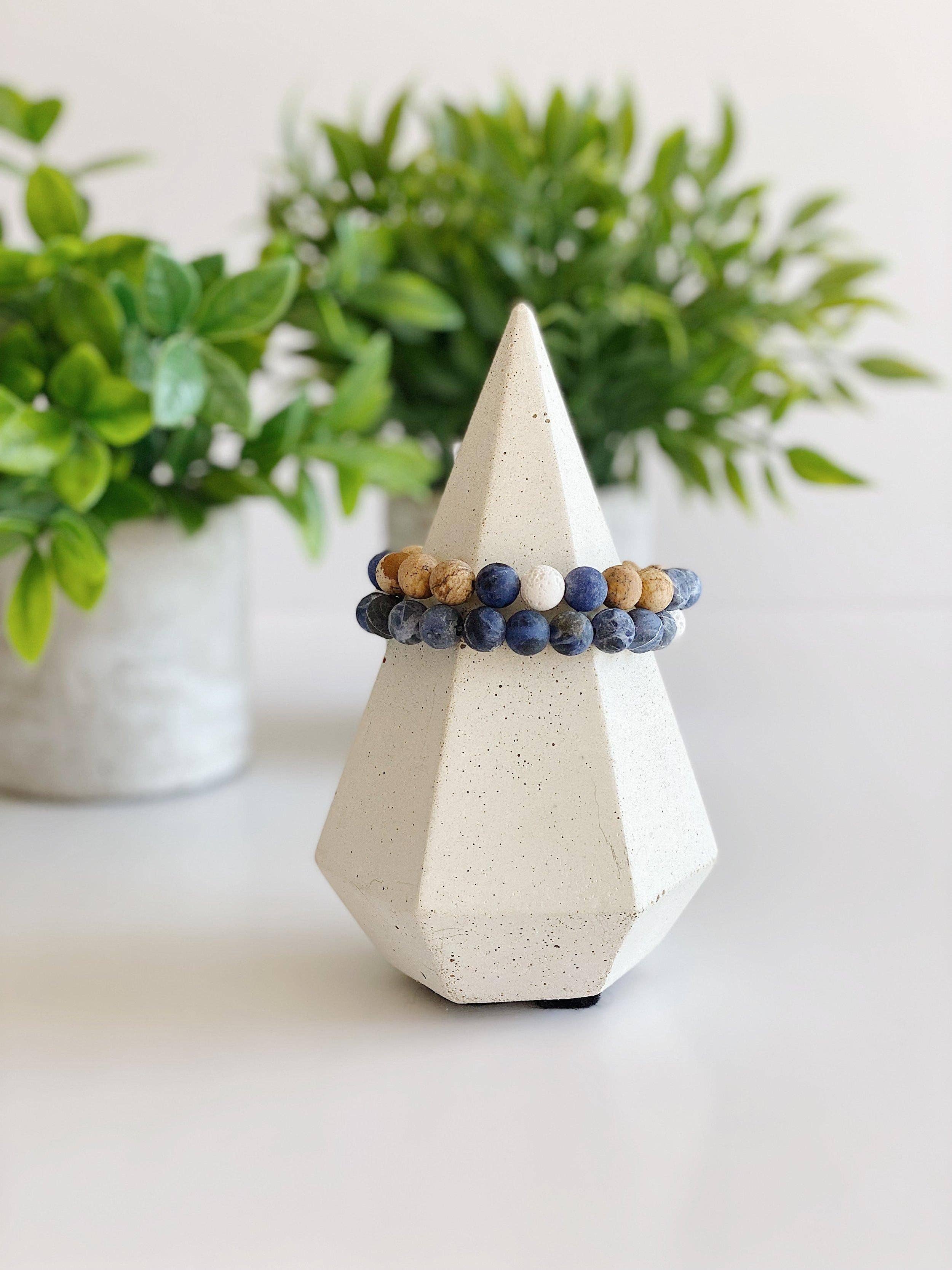 REMOVED BRAND – wholesale Pärlarmband – Sodalit+ Jasper pärlstav diffusor armband - 8 MM Set3