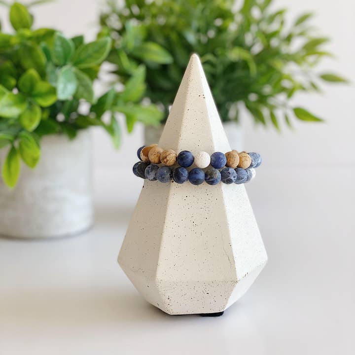 REMOVED BRAND – wholesale Pärlarmband – Sodalit+ Jasper pärlstav diffusor armband - 8 MM Set3