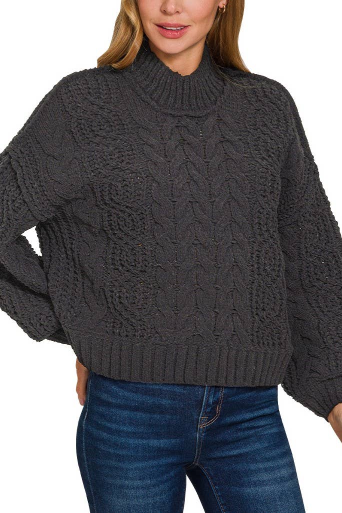 BLACK Cable Knit Sweater for wholesale on Faire0