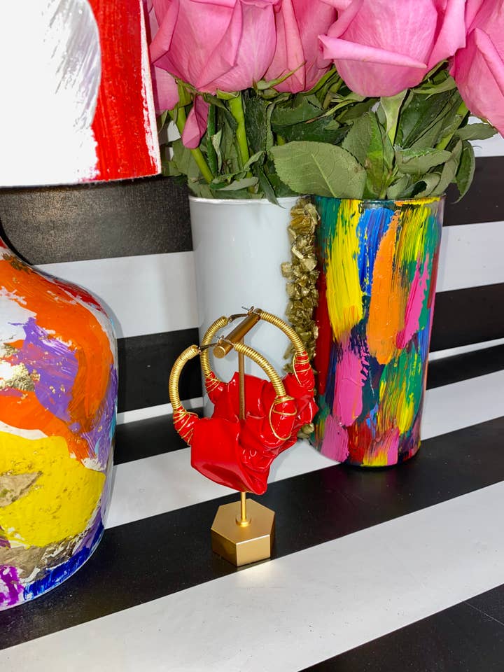 Mini Kabore Queen Hoops- Bright Red Latex for wholesale by Burkinabae