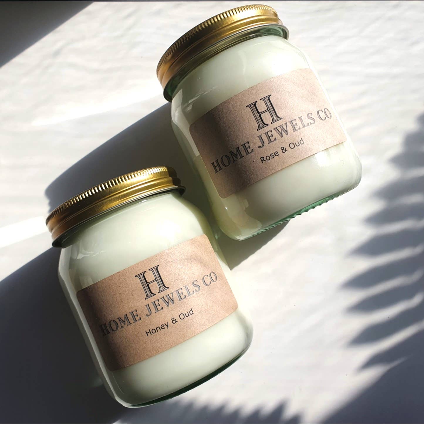 Home Jewels Co - Wholesale Jar/Filled Candle - Honey & Oud Scented Soy Candle - 8oz, 12oz, 16oz - Handmade1