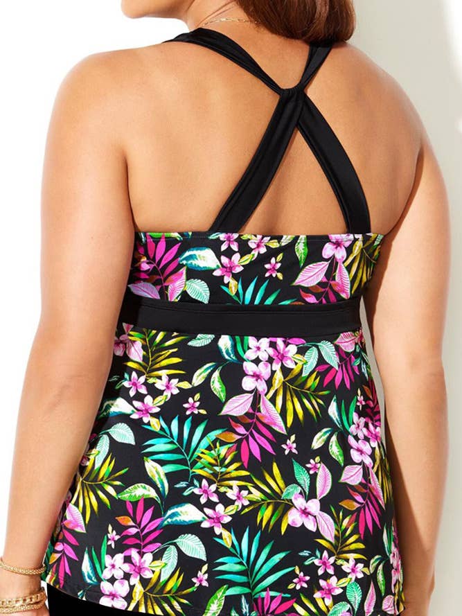 UNISHE - Wholesale Two Piece Swimsuit - Women's - Floral Print V Neck Tankini Set HR028