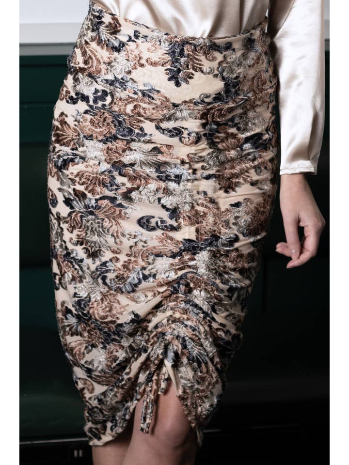 Rachel Walters Collection - Wholesale Skirt - Women's - Lottie Skirt Nude Floral5