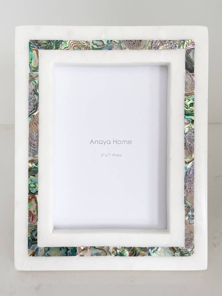 Rainbow Mother of Pearl White Marble Picture Frames for wholesale by Anaya Home