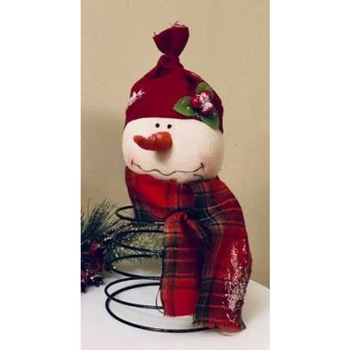 DNS Designs - Wholesale Christmas Decoration - Red Toboggan Snowman Head On Spring