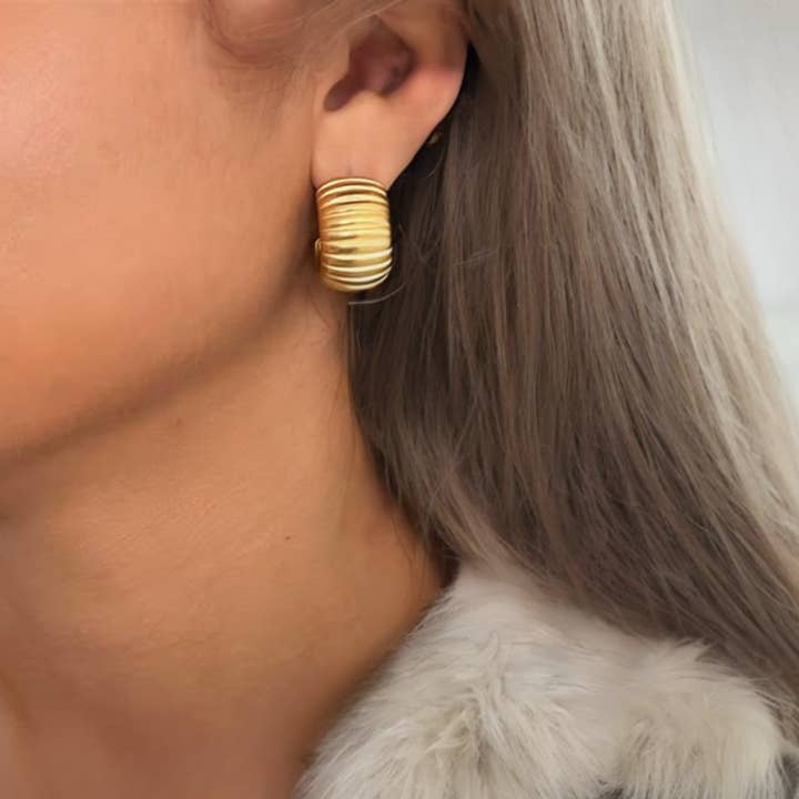 Everly Yours - Vente Créoles - Elan Boucles d'Oreilles Épaisses Côtelées2