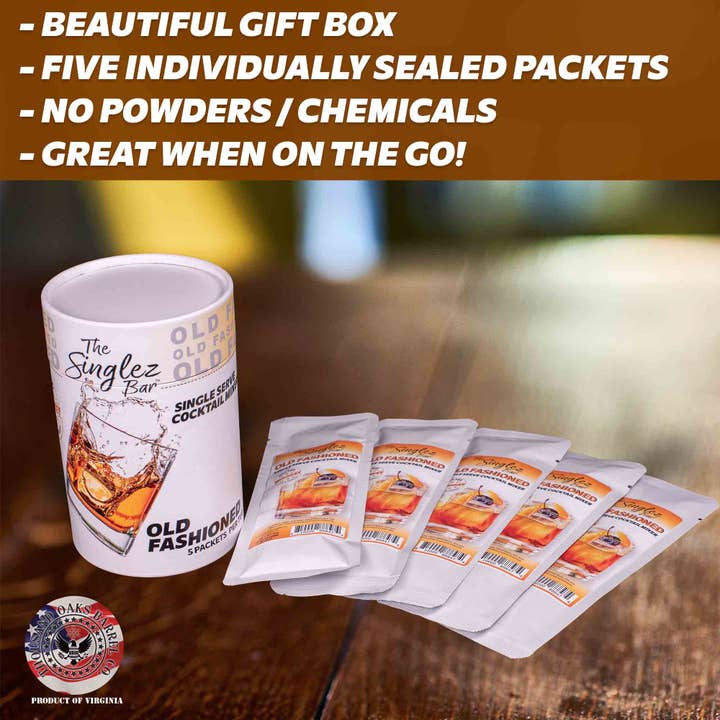 ThousandOaksBarrelCo. - Wholesale Cocktail Mix/Syrup - Singlez Bar Old Fashioned- 5-Pack Single Serve Mixers