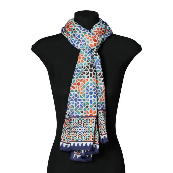 Hamzah - Wholesale Scarf - Women's - Multicolor Scarf Inspired by Nasrid Art, Men and Women2