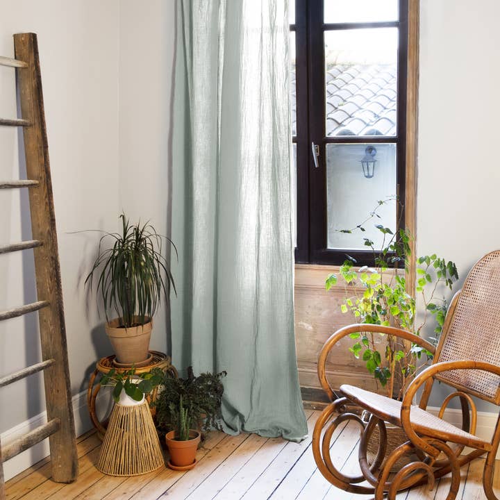 CURTAIN 140 x 300 cm GAIA Eucalyptus for wholesale by L'effet Papillon