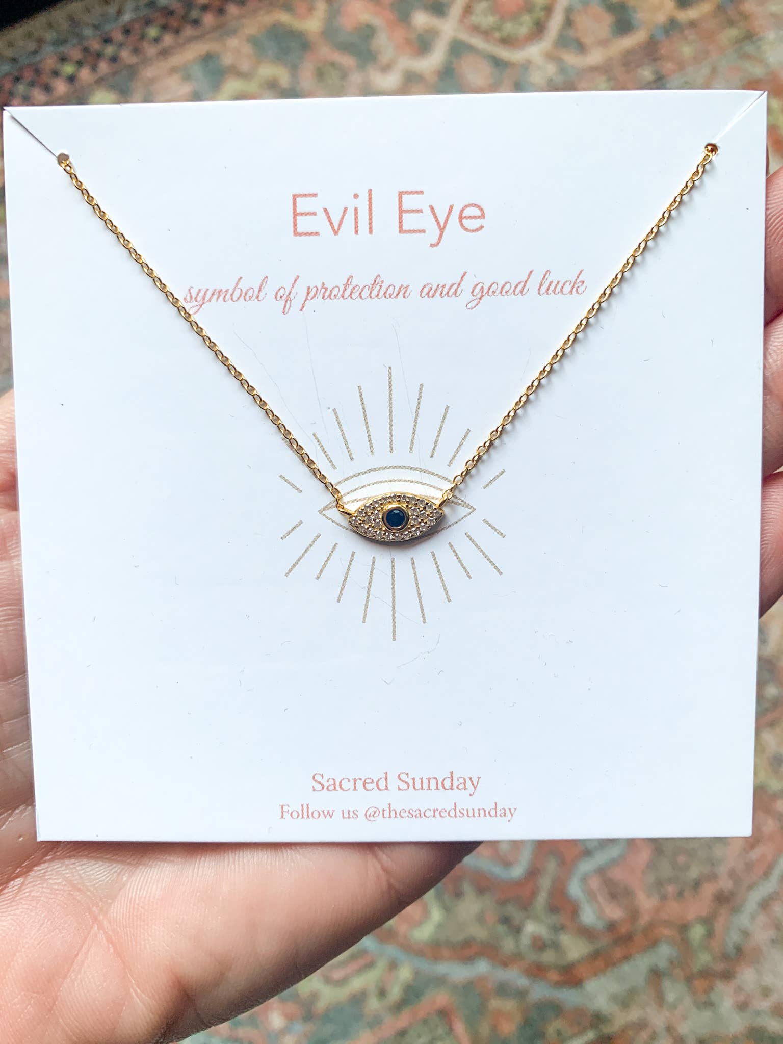 Sacred Sunday - Wholesale Pendant/Charm Necklace - Dainty Evil Eye Charm Necklace with Zircon Stone0