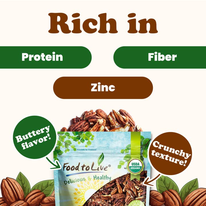 Food To Live - Wholesale Nuts - Organic Roasted Pecan Pieces with Himalayan Salt – by Food to Live5