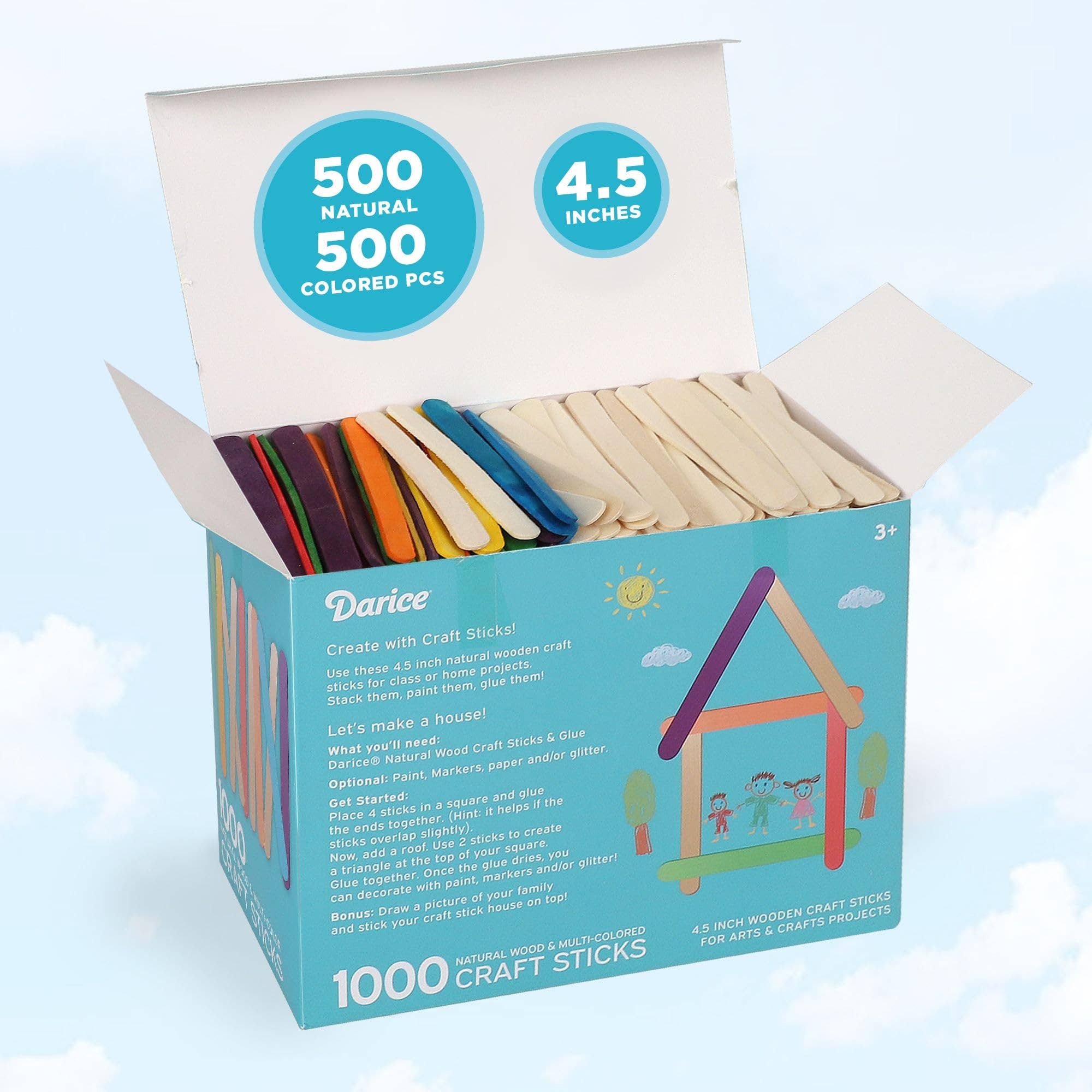 The Toy Group - Wholesale Craft Supplies - Darice 1000 Pcs Popsicle Stick, 4.5" Combo Wood sticks1