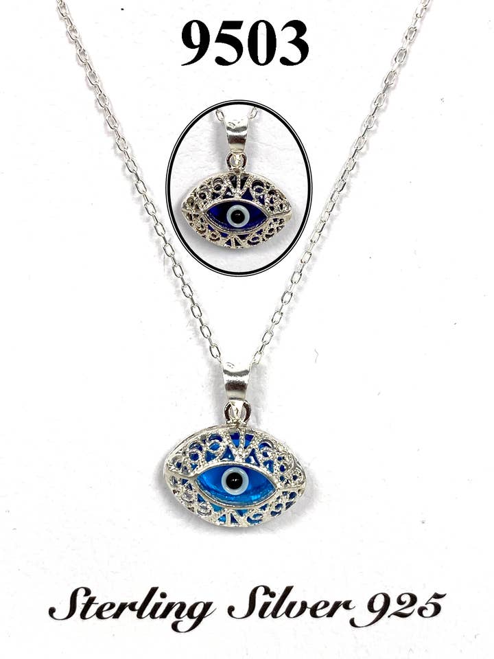 925 Evil Eye Sterling zilveren ketting #9503 voor wholesale door Lucky Eye