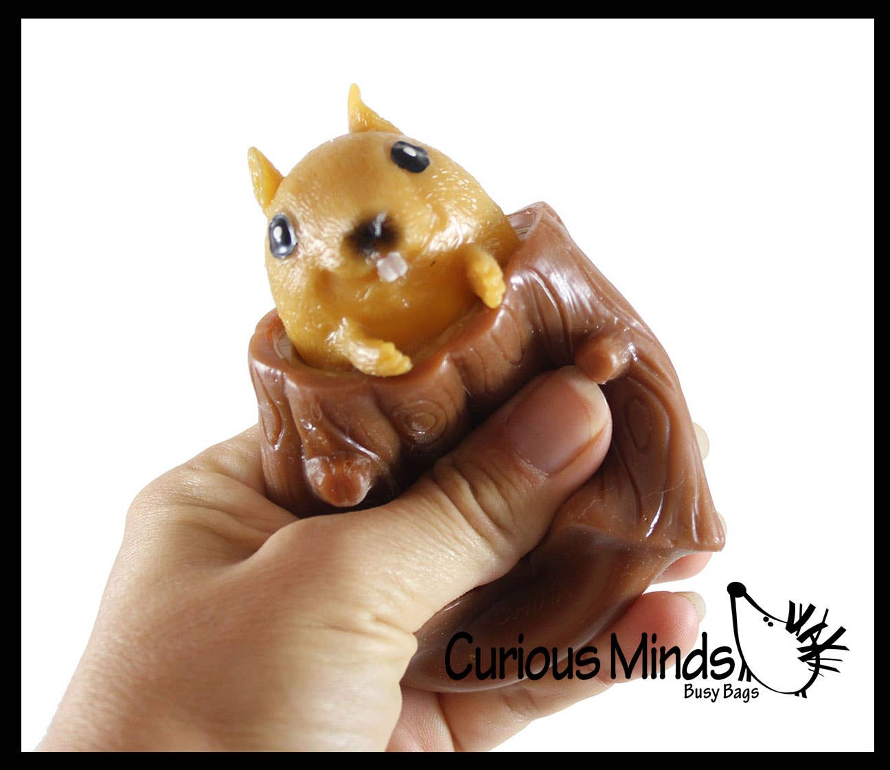 Curious Minds Toys - Wholesale Squishy Toy - Kids & Baby - 1 Squirrel in Stump - Adorable Pop Up - Cute Squeeze Toy - F4