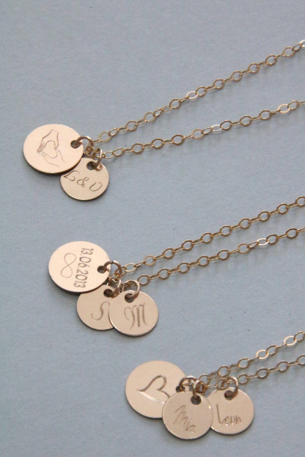 Positiva Jewelry - Vendita all'ingrosso Collana con ciondolo/pendaglio - Collana con incisione personalizzata, catena famigliare con placchetta da 10 mm e 8 mm6