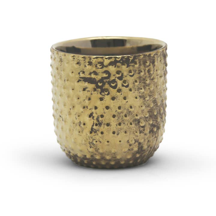 WGV Medium Antique Gold Ceramic Pot - 4.1"H for wholesale by WGV International